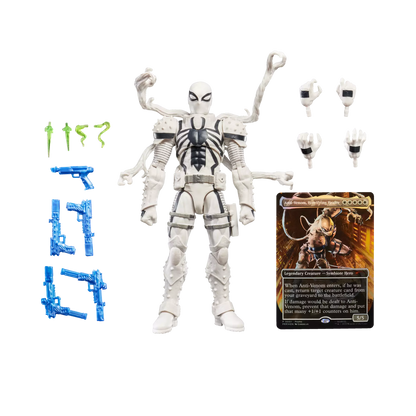Marvel Legends Agent Anti-Venom figure, accessories, and exclusive Magic: The Gathering foil card