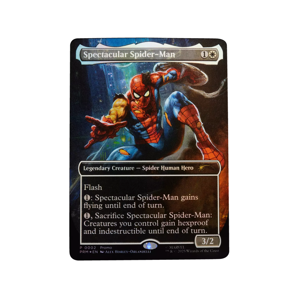Exclusive Magic: The Gathering Battle-Damaged Spider-Man foil card