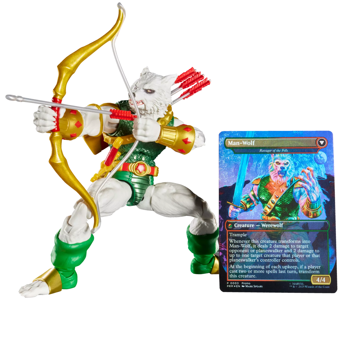 Marvel Legends Man-Wolf action figure with exclusive Magic: The Gathering foil card