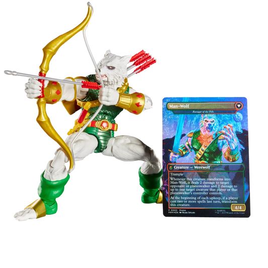 Marvel Legends Man-Wolf action figure with exclusive Magic: The Gathering foil card